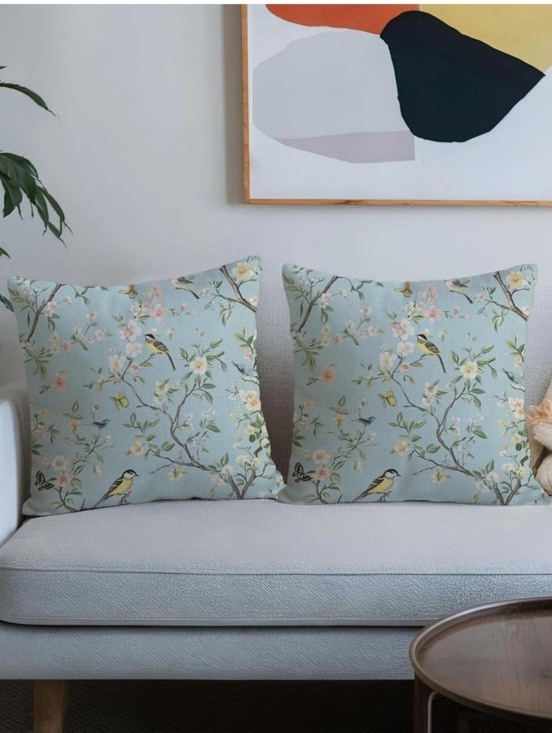 NEW! Set Of Bird Chinoiserie Throw Pillow Covers - Picture 2 of 4